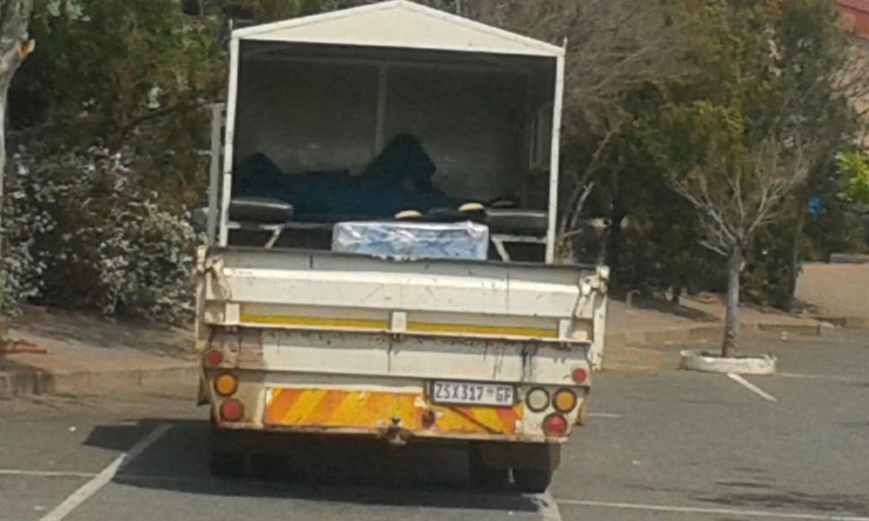 The municipal truck parked in the Pick n Pay parking lot last week.