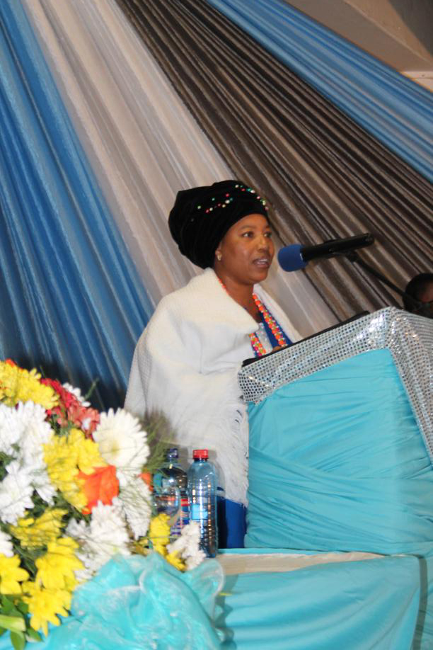 The executive mayor, Ms Maphefo Mogale-Letsie, delivering her speech.