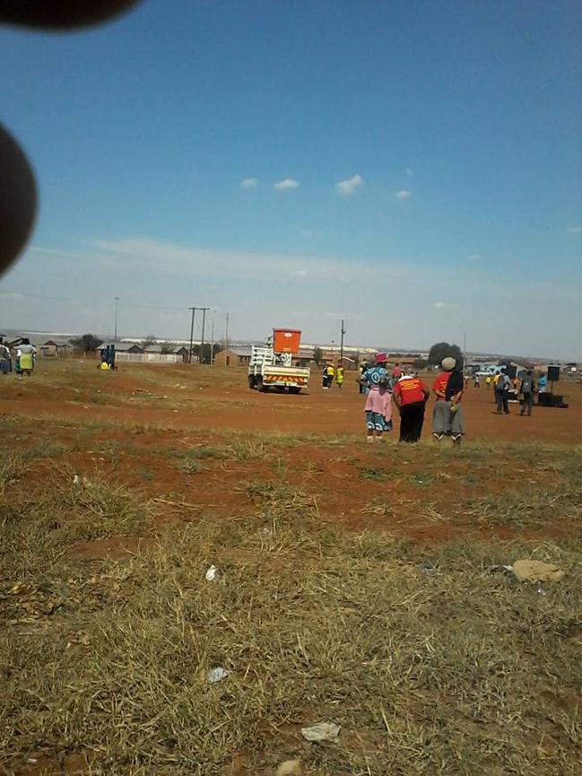 A municipal truck at the site