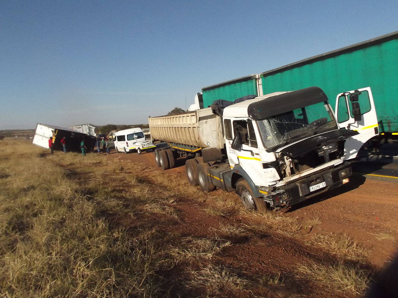 Thw two trucks that were involved in an accident on the N12