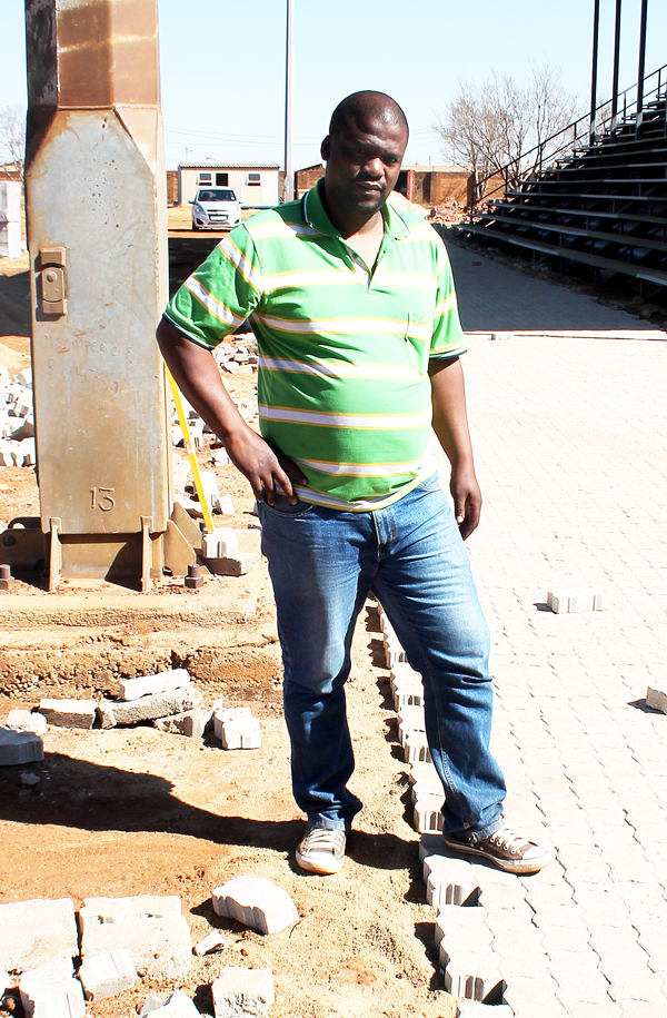 Mr Themba Wisani often pointed out problems with regard to service delivery. Here he was photographed at Khutsong Stadium which had still not been opened to the public despite expensive work being done since about a year before.