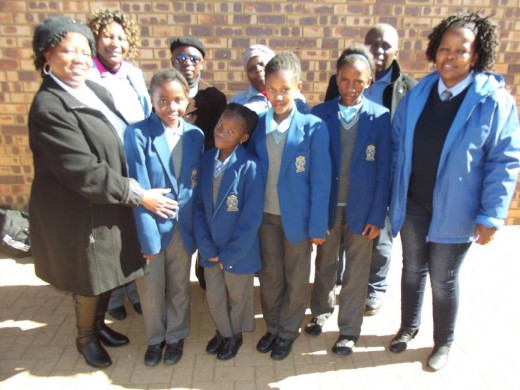 Pupils of Xhobani Primary School showing off their new school blazers