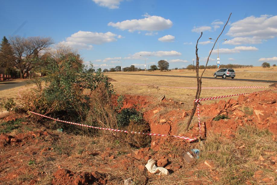 By Monday the sinkhole had been cordoned off.