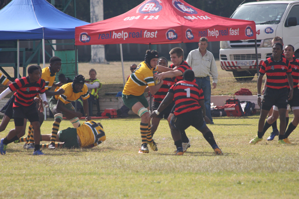 Die Callies-rugbyspelers tydens 'n vorige wedstryd in aksie.