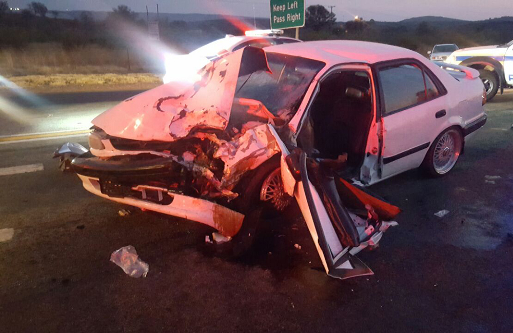One of the cars involved in the accident.