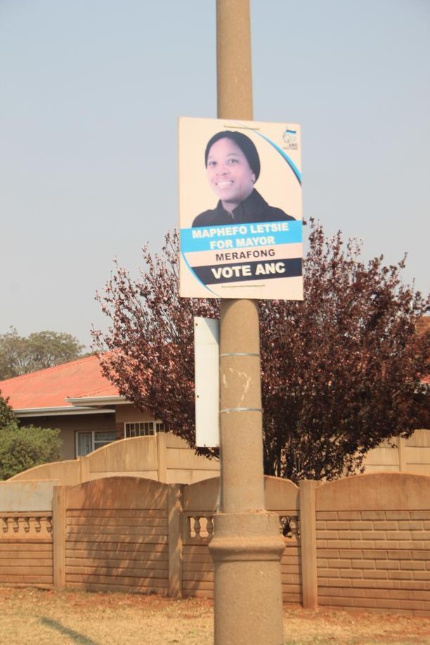 Posters from the past election could still be seen in various places in Annan Road in Carletonville during the past week.