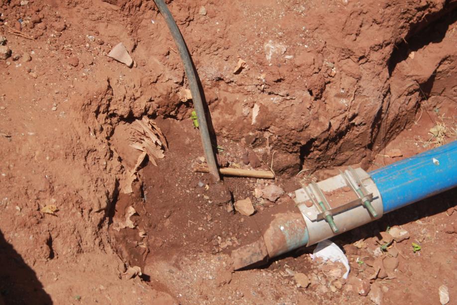 One of the leaks caused by the workers.