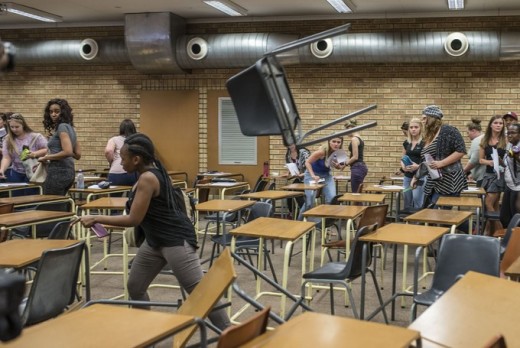 Protesting students disrupting a class.