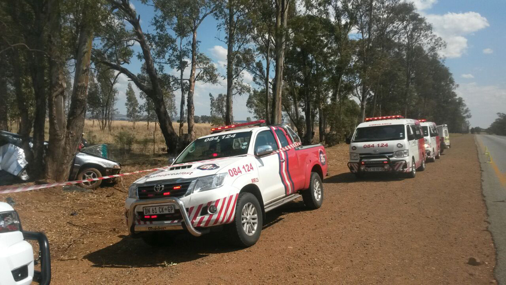 Some of the emergency vehicles at the scene.