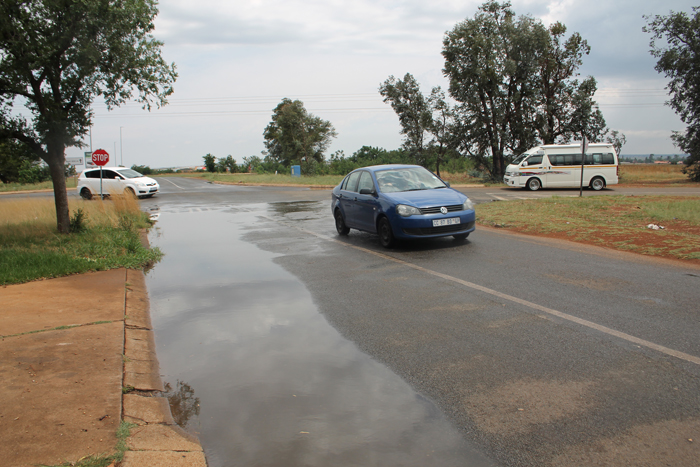 Storm water that has dammed up in Grundling Street.