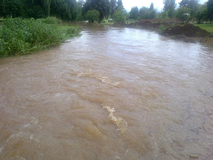 The water that streamed over one of the plots during a recent storm.