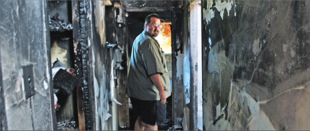 Inside the damaged house.
