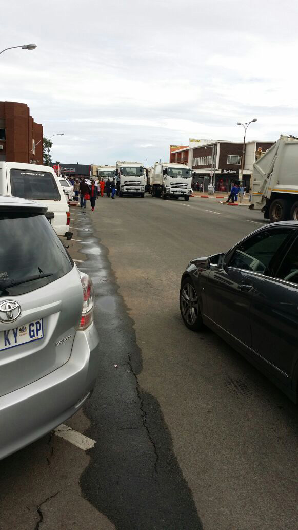 Municipal workers protesting in front of the municipality recently.