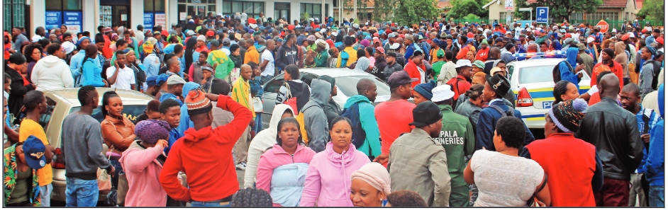 A large group of people blocked the road in front of the TEBA offices before some moved on to the civic centre.