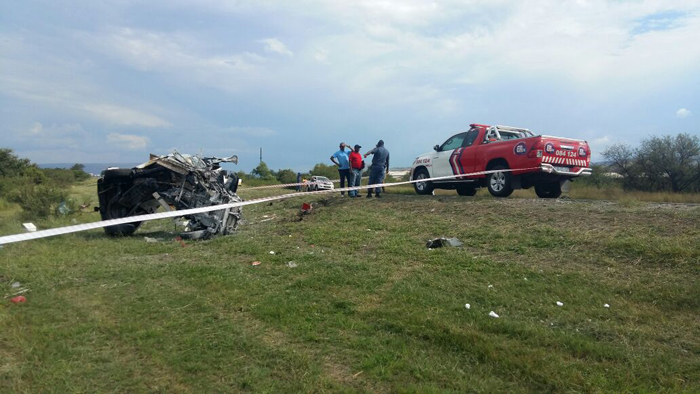 RUSTENBURG - Bakkie collides with two trucks killing one injuring another.