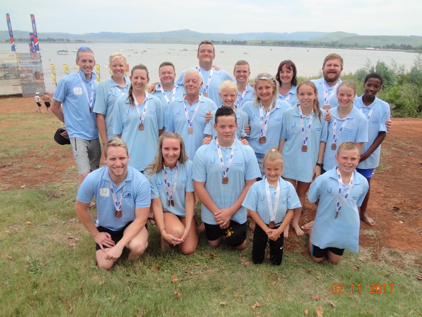 The swimmers who took part in the Midmar Mile are in front Markus Homan, Annalisa Freese, Divan Grove, Marisan Grove and Tiaan Wolfaardt. In the middle are Nina Schoeman-Struwig, Gerrie Snr Grove, Anja Kruger, Tammy van Niekerk, Caitlin Doran and Bianca Janeke. At the back are Michael Cuypers, Sonja Kruger, Gerrie Jnr Grove, Keenen Grove, Diwan Wolfaardt, Sharlene van Niekerk, Ben van Niekerk and Kealeboga Khoza.