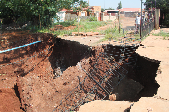 The sinkhole that caved in further.