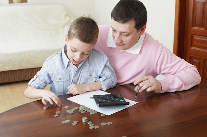 Father training the son to the finance.