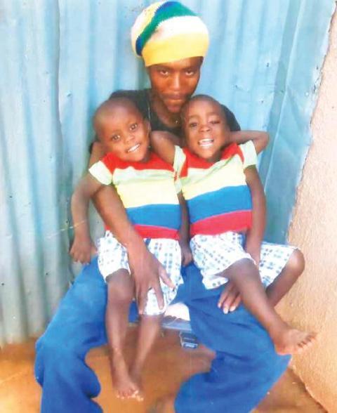 The family that perished in the fire. Baratile Macleod (left), their dad, Moleko Lephadi and Pule Macleod (right).