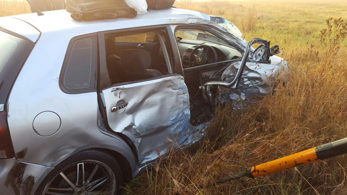 EIKENHOFF - Nine left injured when bus and car collide.