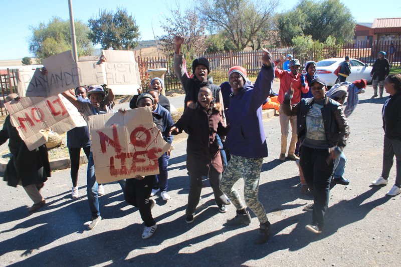Some of the young people who took part in the protest.