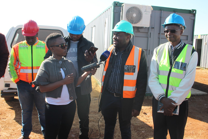Mr Michael Benhura, the consultant for the main contractor in the project, Morad Consulting, being interviewed at the site where the new reservoir is to be built.