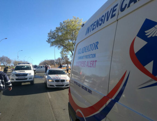 Gladiator Distress Alert at the scene of this morning's accident.