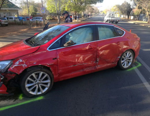 A car damaged in this morning's accident.
