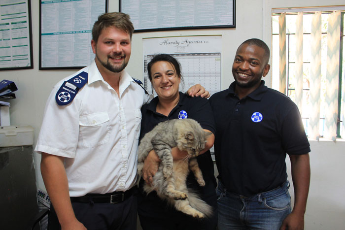 The friendly SPCA staff who are ready to look after the welfare of animals in the area are Mr DJ White (inspector), Mrs Bokkie Janse van Vuuren and Mr Norman Nape.
