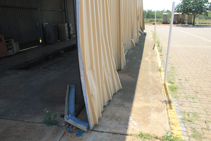 The side of the vehicle testing station.