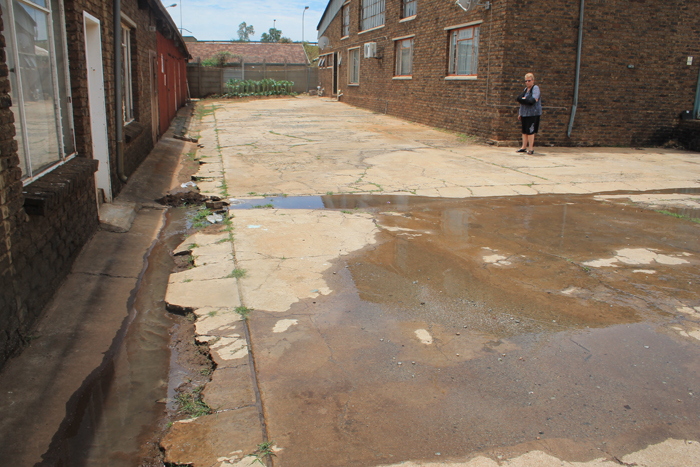 Some of the sewage leaking behind Uys Motors in Carletonville.