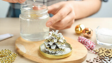 Have fun with your child making a pinecone snow globe
