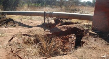 Growing sinkhole at the Carletonville reservoir