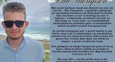 'n Huldeblyk vir Edu en sy foto wat Hoërskool Fochville op hul Facebook-blad geplaas het,