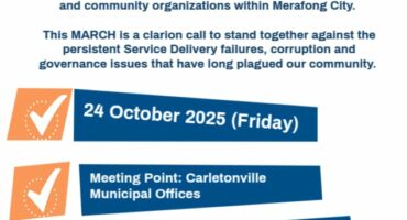 The poster for the Merafong shutdown.
