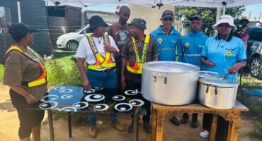 The police and other officials cooked a hearty meal for the residents.