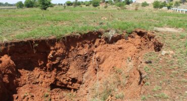 The sinkhole at the Carletonville reservoir.