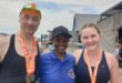 Carla Louw, Coach Winfrey Nambuya and Minke Rheeder at Sunday's Midmar Mile seeding event.
