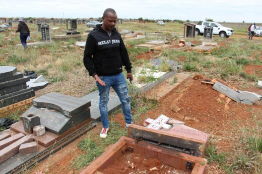 "I loved my grandmother. It is so painful to see her grave like this," said Tumelo Mosala after seeing the damage to the gravestone of his late grandmother, Alice Cheseho.