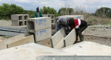 The residents opening the makeshift bridge themselves on Monday afternoon.
