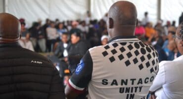 Members of the South African National Taxi Council (SANTACO) at the memorial service for the victims of the Blybank taxi rank massacre that was held in Blybank on November 18.