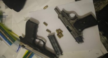 The firearms found by members of the dog unit.