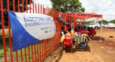 The voting station at Hlangabeza Primary School was a beehive of activity on November 26, despite the rain and mud.