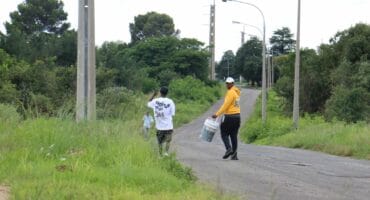 These pedestrians also had no choice but to walk in the road.
