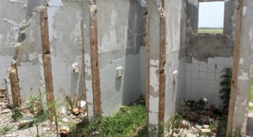 What is left of the ablution facilities at the stadium.