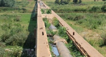 Sewage leaking on the bridge over the Wonderfonteinspruit.