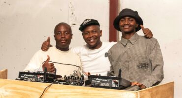 The Founder in the middle with his DJs Khaya And Polar