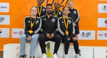 Some of the club's top performers who gained international experience at the WKF Youth League in Zimbabwe with their coach, Sensei Enzo Pillay.