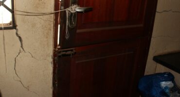 The Tselane family's back door cannot close anymore due to the cracks in the wall. Photos: Adele Louw (Carletonville and Fochville Herald)