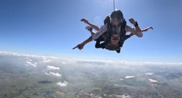 Tandem skydives are some of the activities that are still taking place at the JSC. Photo: Supplied